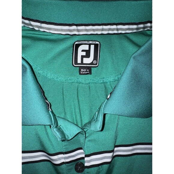 Footjoy FJ Golf Polo Shirt • Teal Single Striped Technical Performance • XXL - Picture 1 of 9